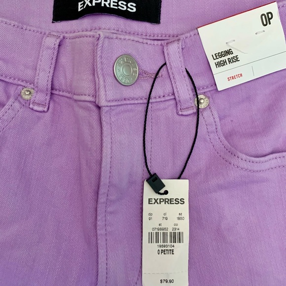 New with Tags Express High Waisted Lilac Legging Stretch - Size 0 Petite - Picture 2 of 7